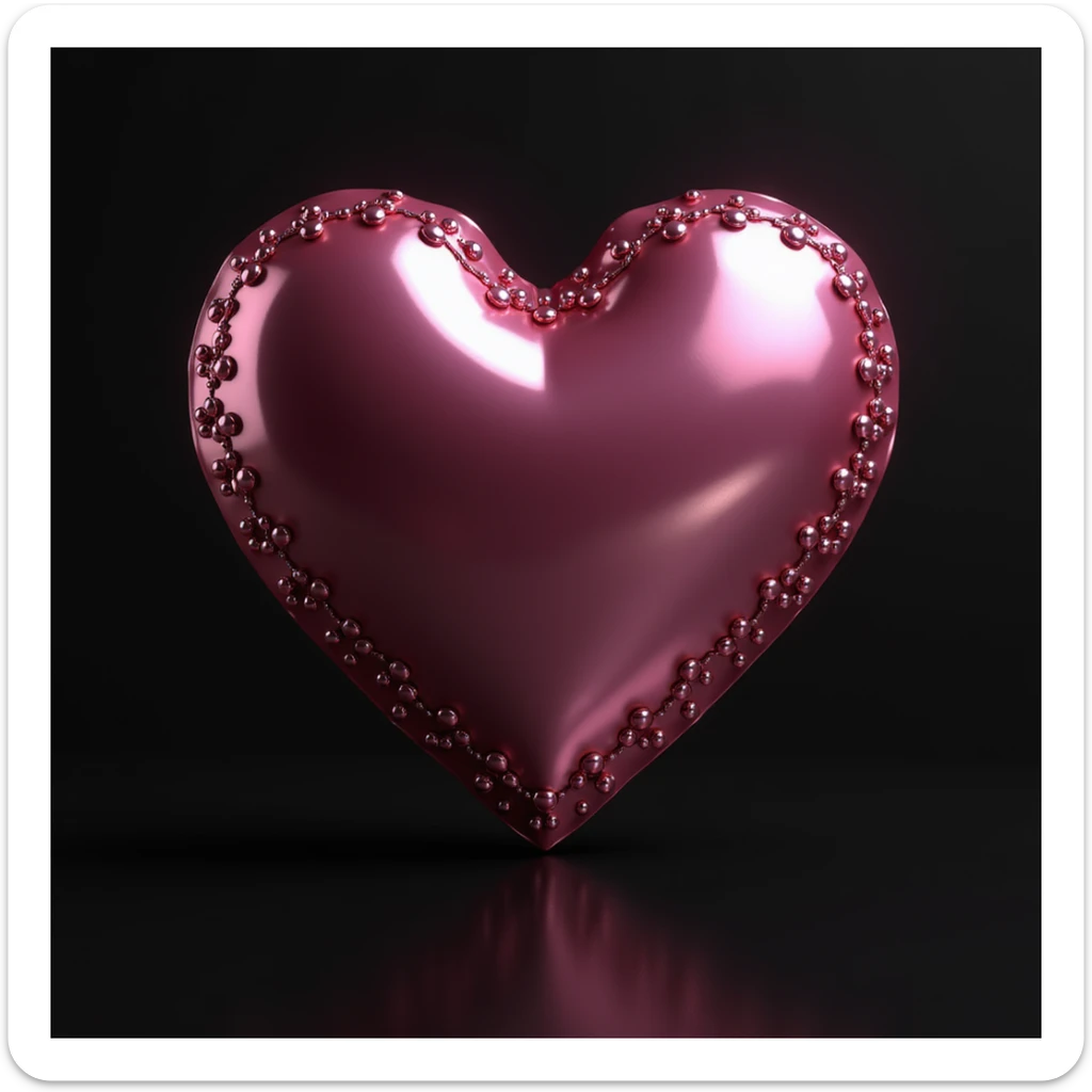 Blackpink heart symbol, photorealistic style, pink and black colors, shiny and elegant sticker