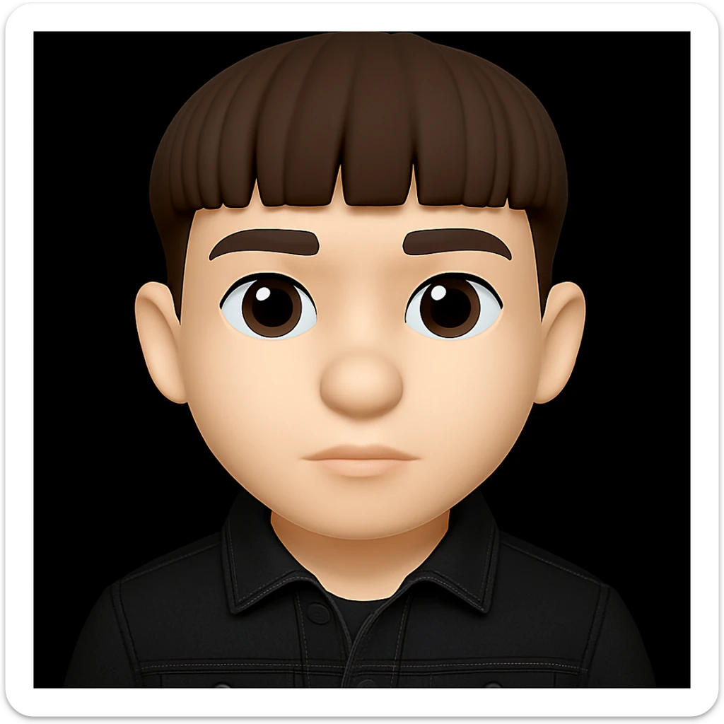 Re-dress the young man in a black denim jacket and make his skin tone 1% lighter. The original style is 3D Emoji, but since 3D Emoji style does not support editing, please keep the 3D Emoji look while applying these changes. sticker