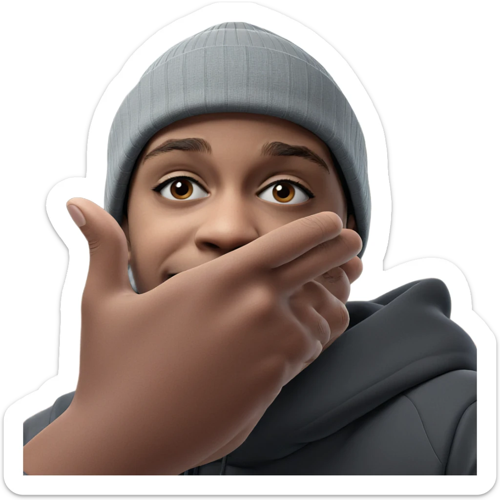 boy in beanie looking forward sticker