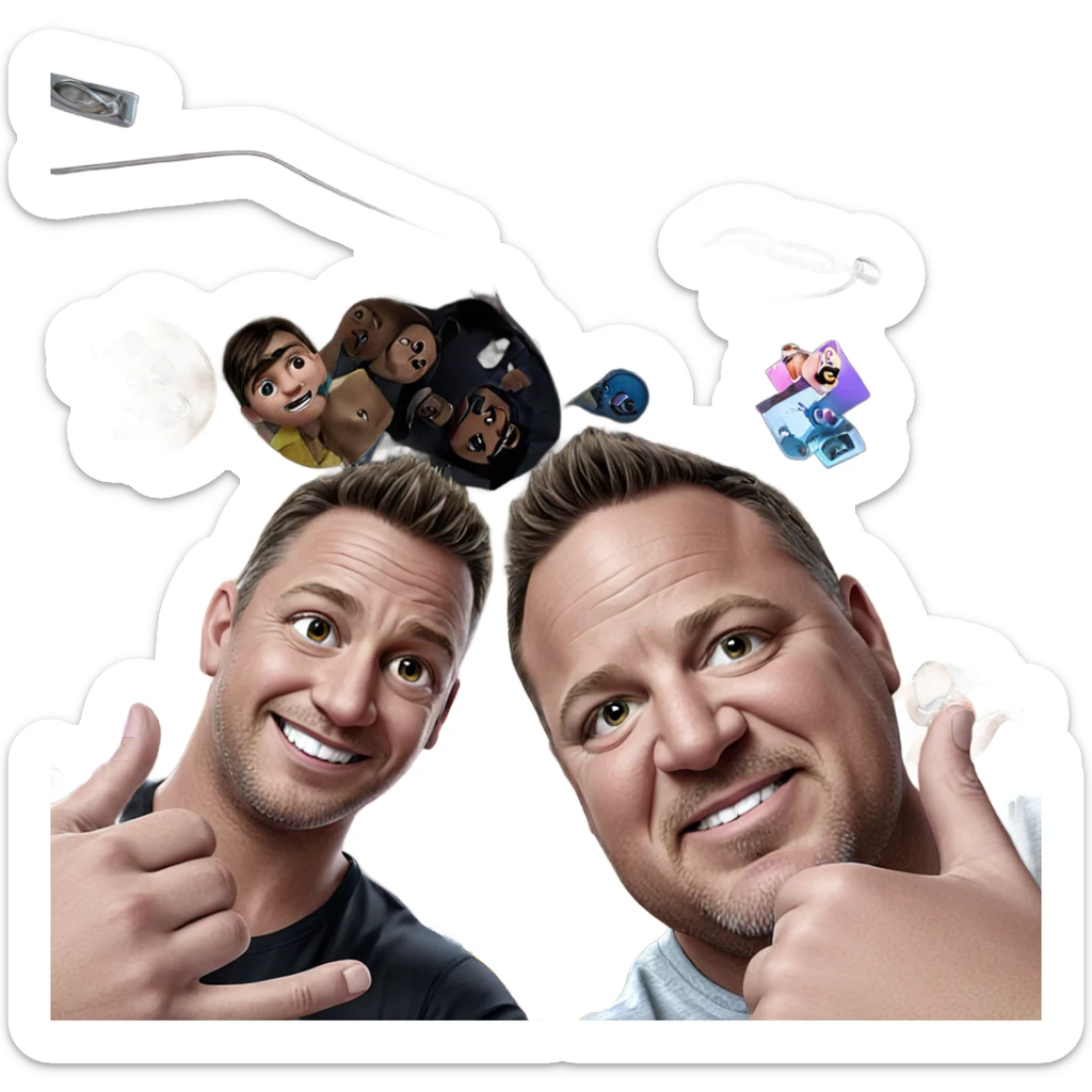 boys posing with smiles sticker