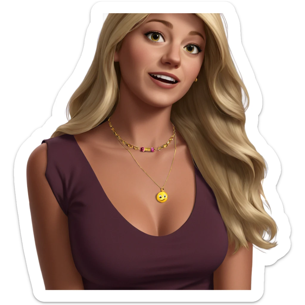 blonde girl with necklace sticker