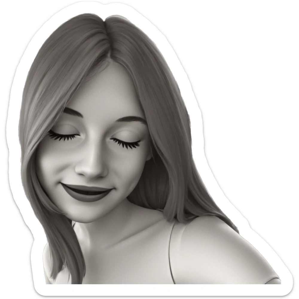 smiling girl in monochrome sticker