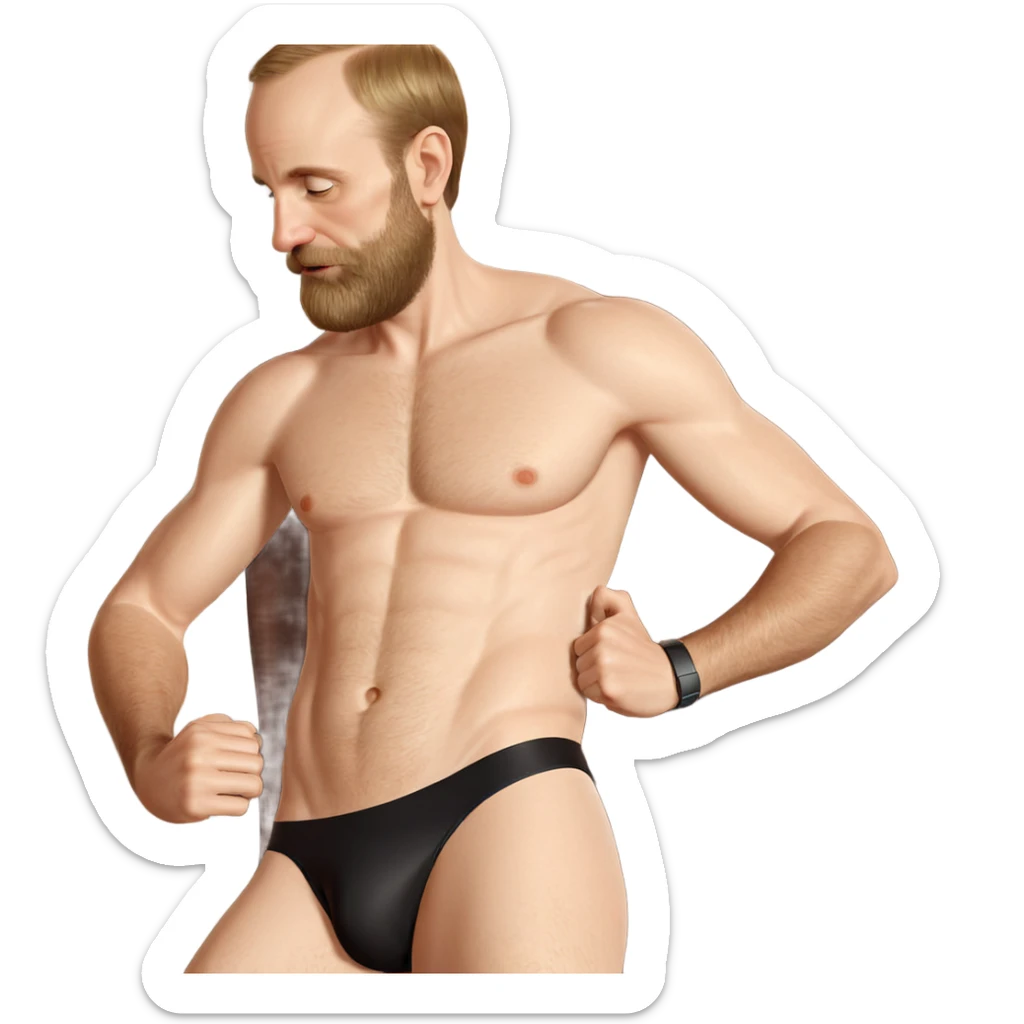 boy in underwear with beard sticker