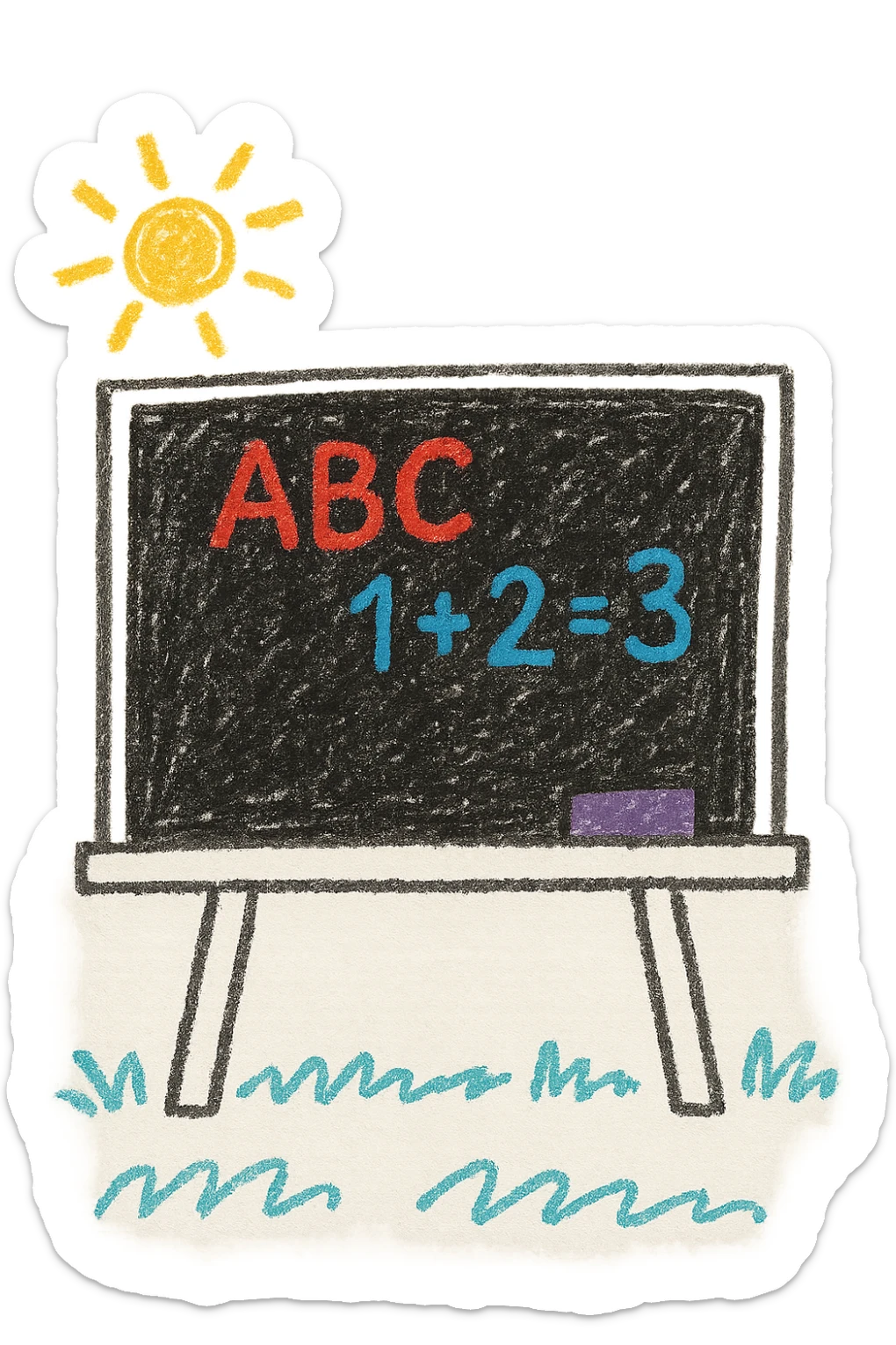 school blackboard, simple illustration style sticker