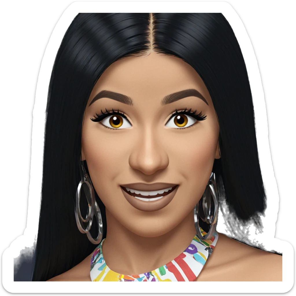 smiling girl with black hair sticker