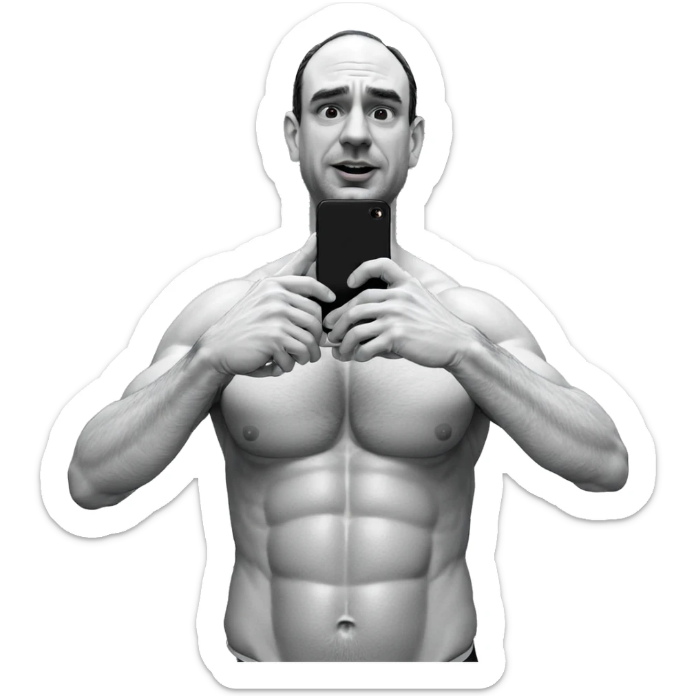 muscular male in bathroom mirror sticker