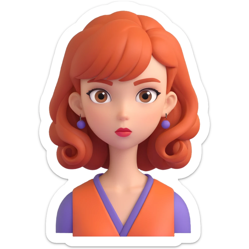 mean girl emoji, rolling her eyes, stylish hair, attitude sticker