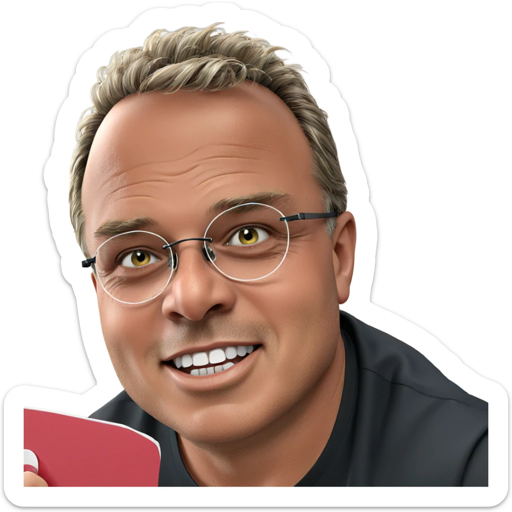 smiling boy in black shirt sticker