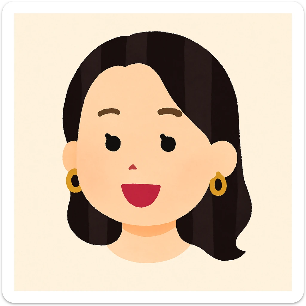Crop the image to show only the head in the style of Irasutoya. Remove the body and neck, keep the cartoon look with soft pastel colors and a plain background. Maintain the gentle and simple aesthetic typical of Irasutoya illustrations. sticker
