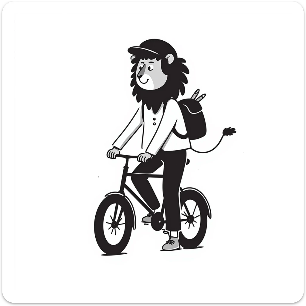A 20-year-old anthropomorphic lion journalist who loves to travel and ride a bicycle sticker