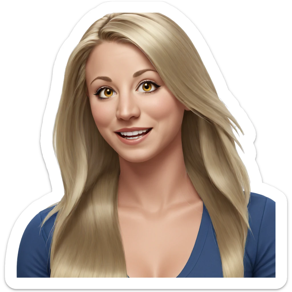 smiling girl with long blonde hair sticker