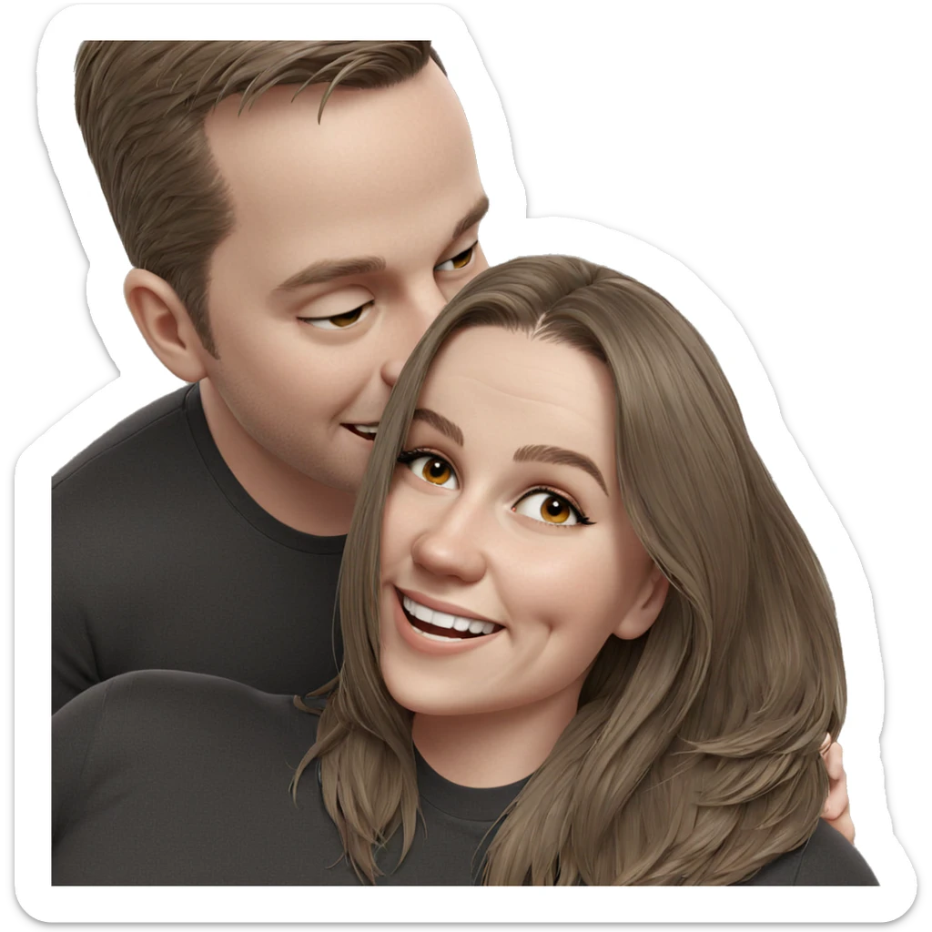 happy embrace with smiling couple sticker