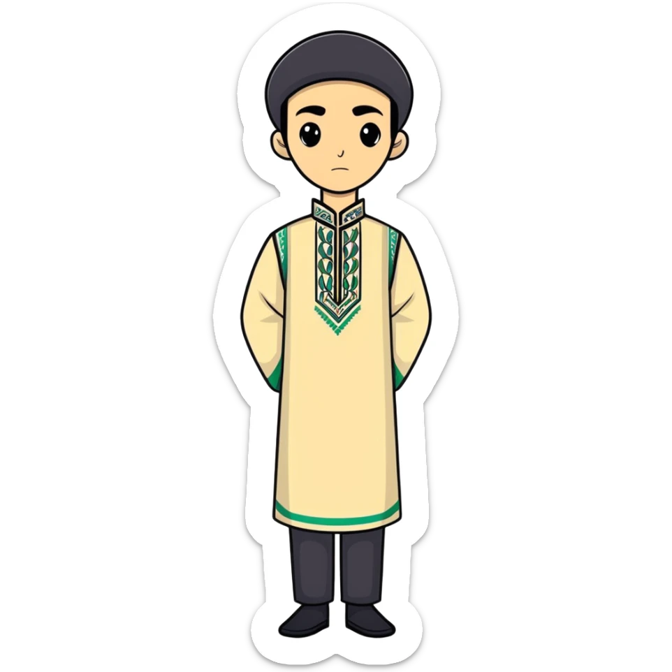 Man black hair and black eyes all body and uzbek wear the real man no anime  sticker