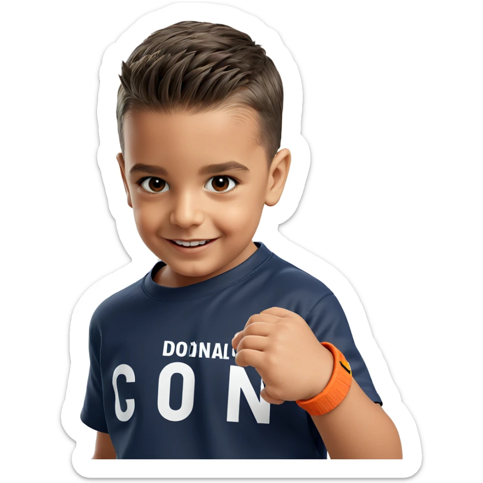 smiling boy indoors in shirt sticker