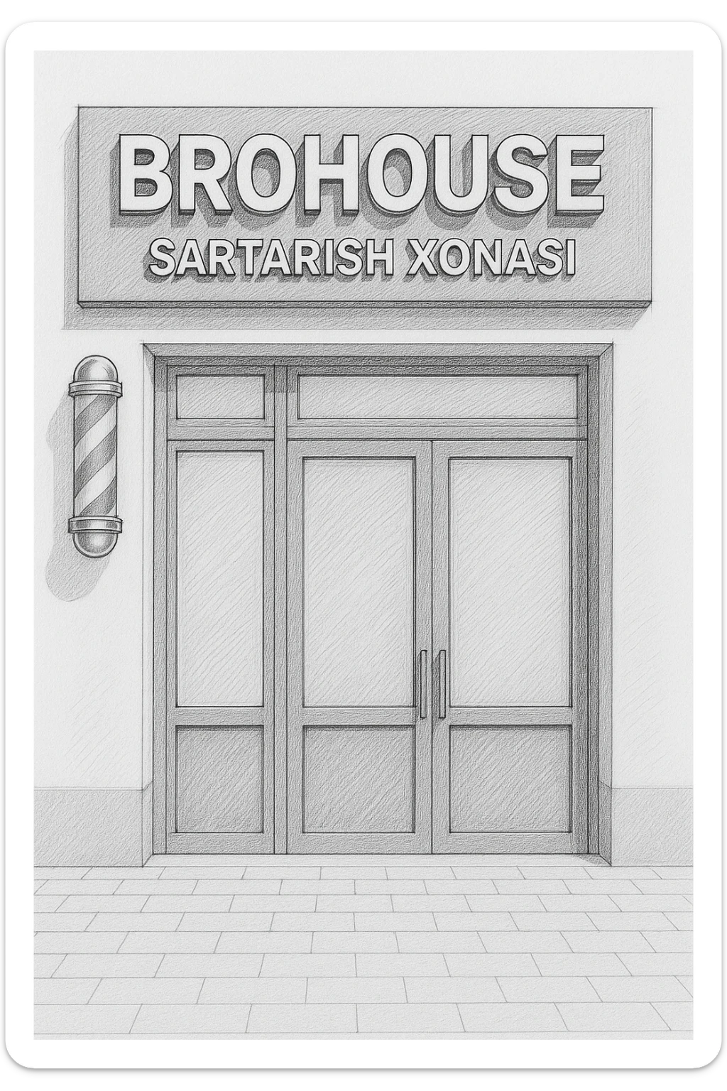 shu sartarosh xonani eshigi yopiq xolatda chizib bergin sticker