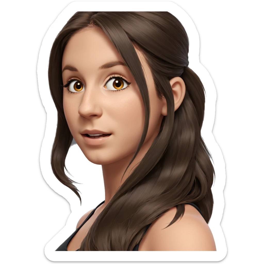 girl with long brown hair sticker