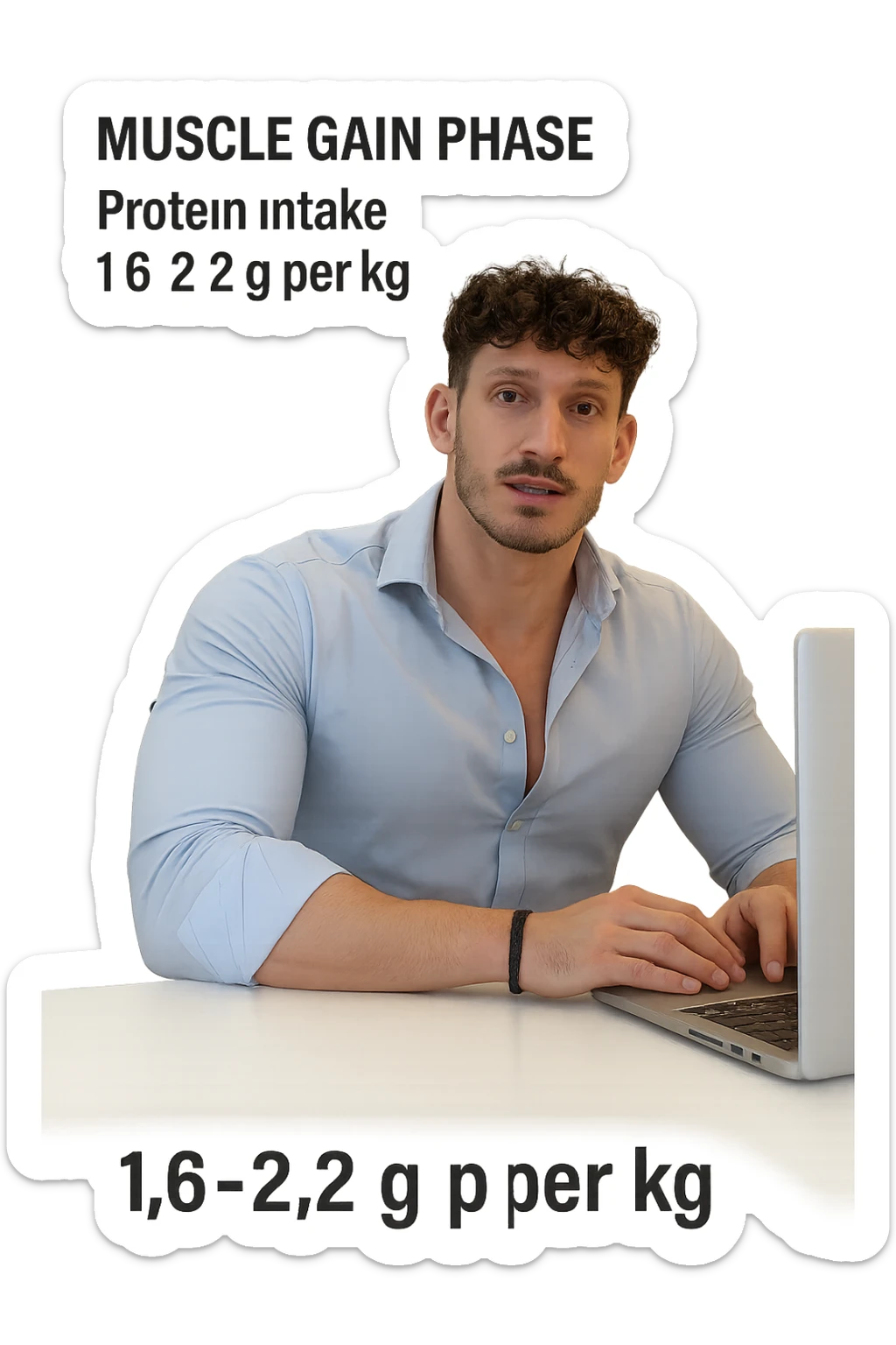 Uomo che imposta la sua fase di massa a proteine intorno 1.6 - 2.2g per kg sticker