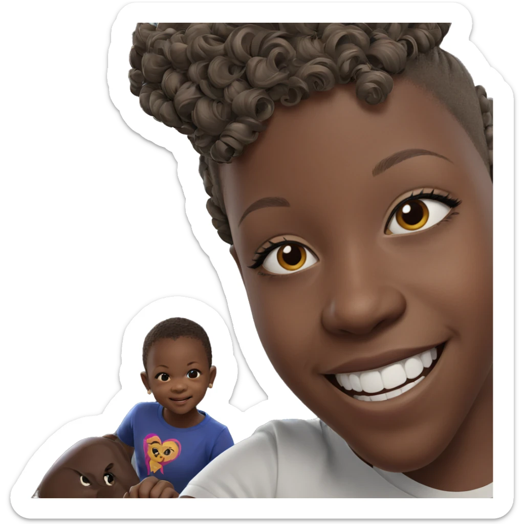 smiling dark-skinned girl portrait sticker