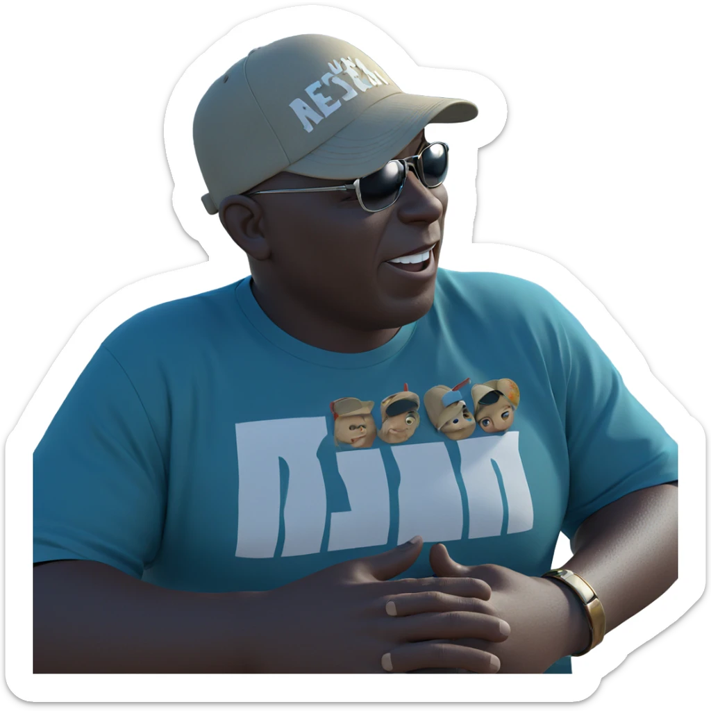 boy at the beach with hat sticker