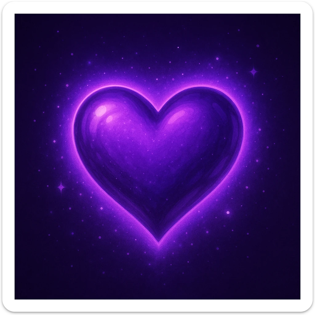 purple heart with a soft glow, digital illustration, vibrant colors, detailed, gpt-image style sticker