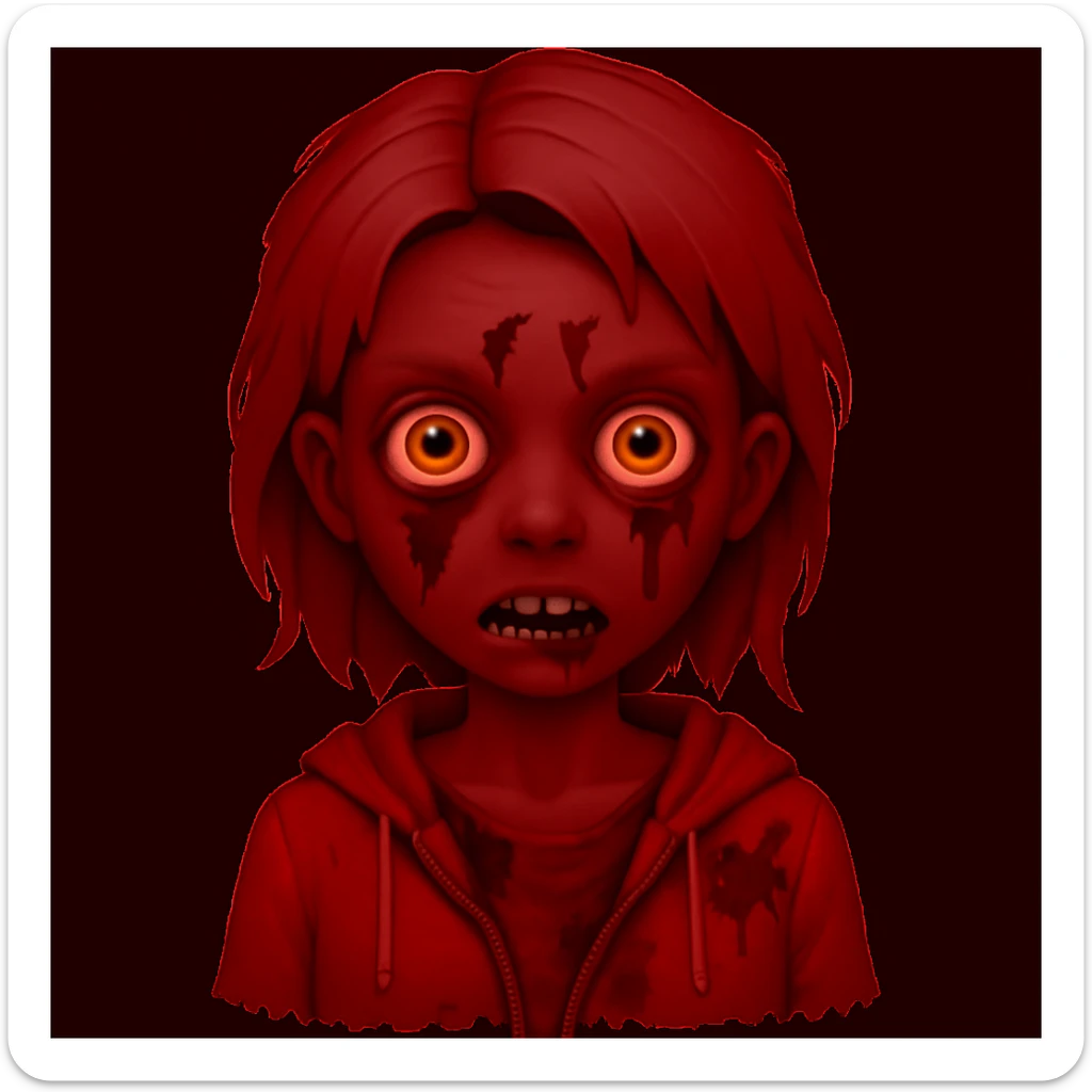 zombie girl emoji in red sticker