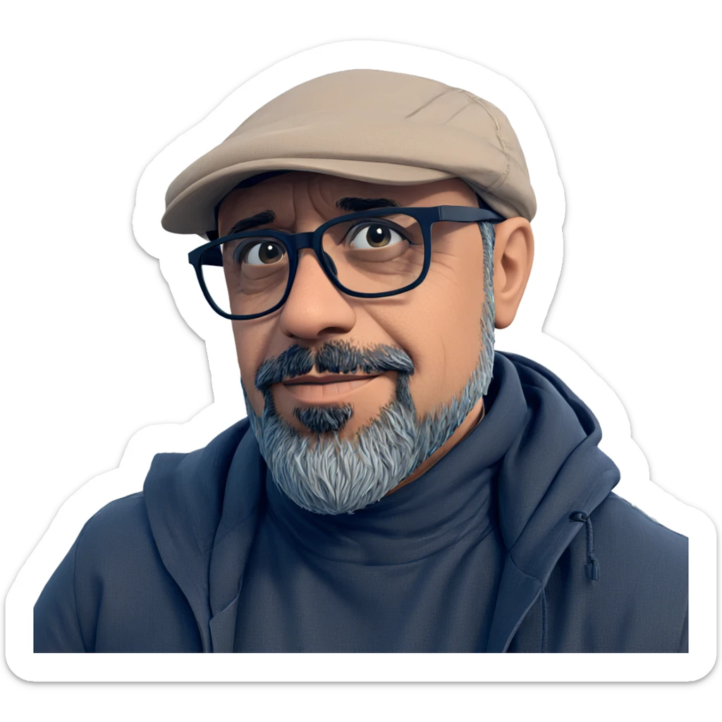 bearded boy by the ocean sticker