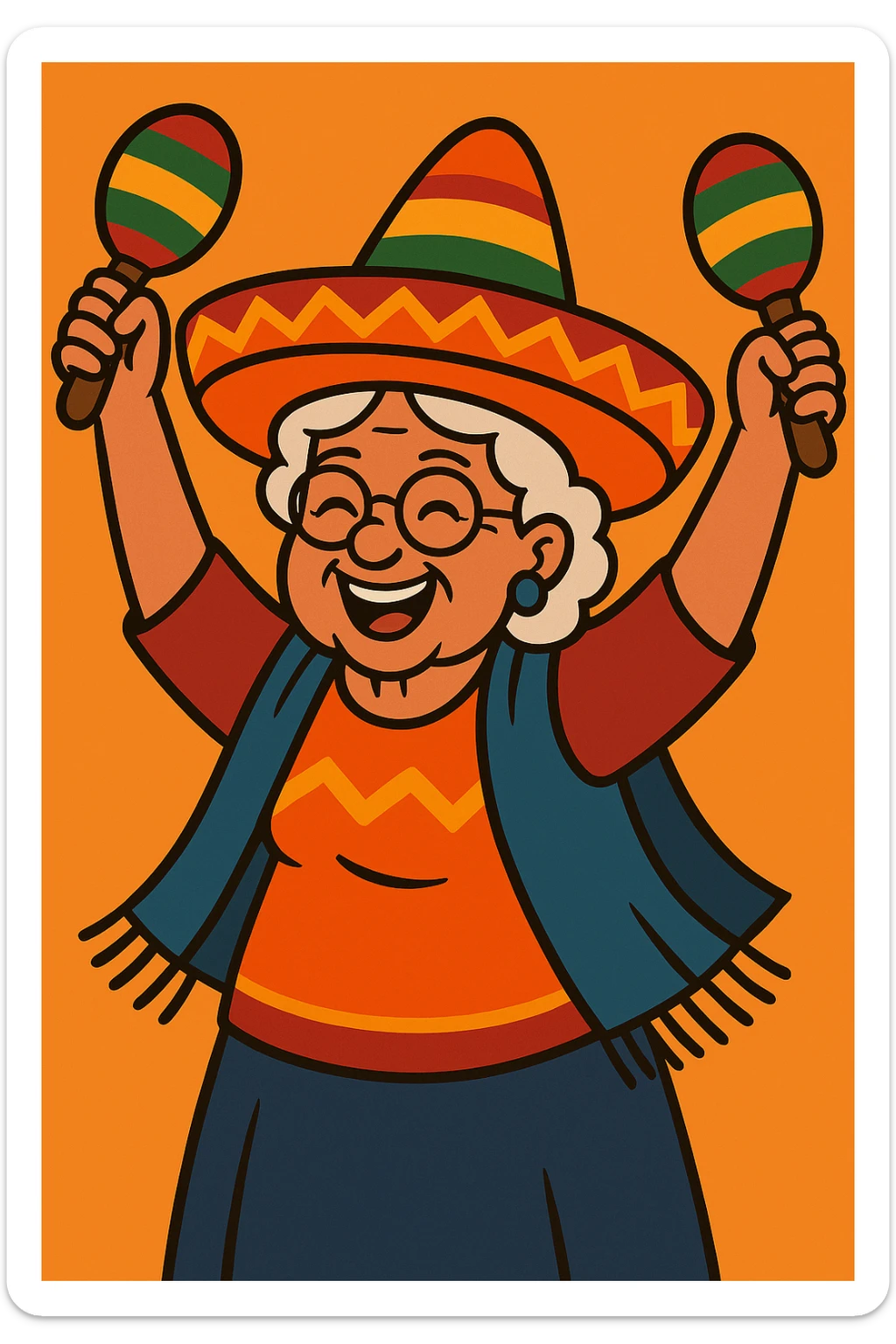 Place maracas in each hand, keep the festive mood and vibrant colors, celebratory and joyful style. sticker