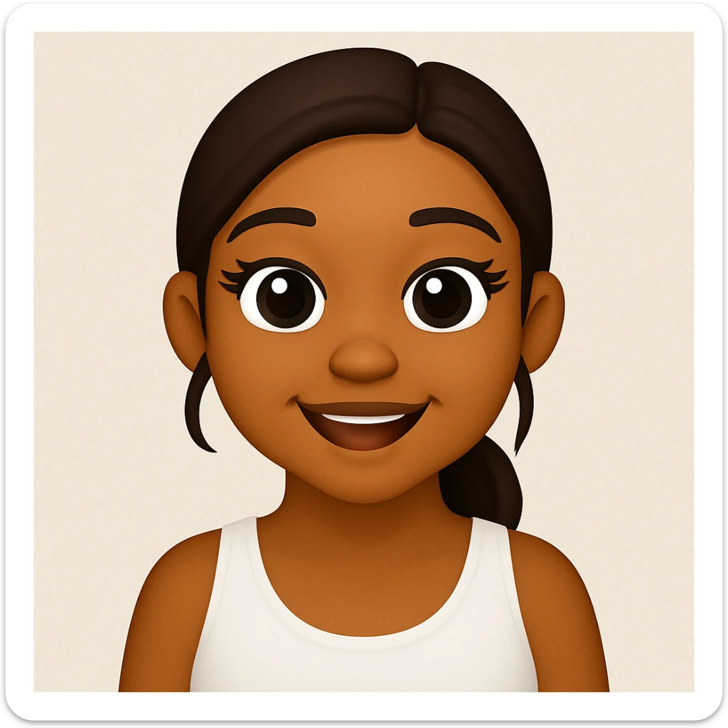 turn the second man in emoji style of the 1st image, match the facial features and match dressing style of the 2nd image, she is wearing white tank top lose sticker
