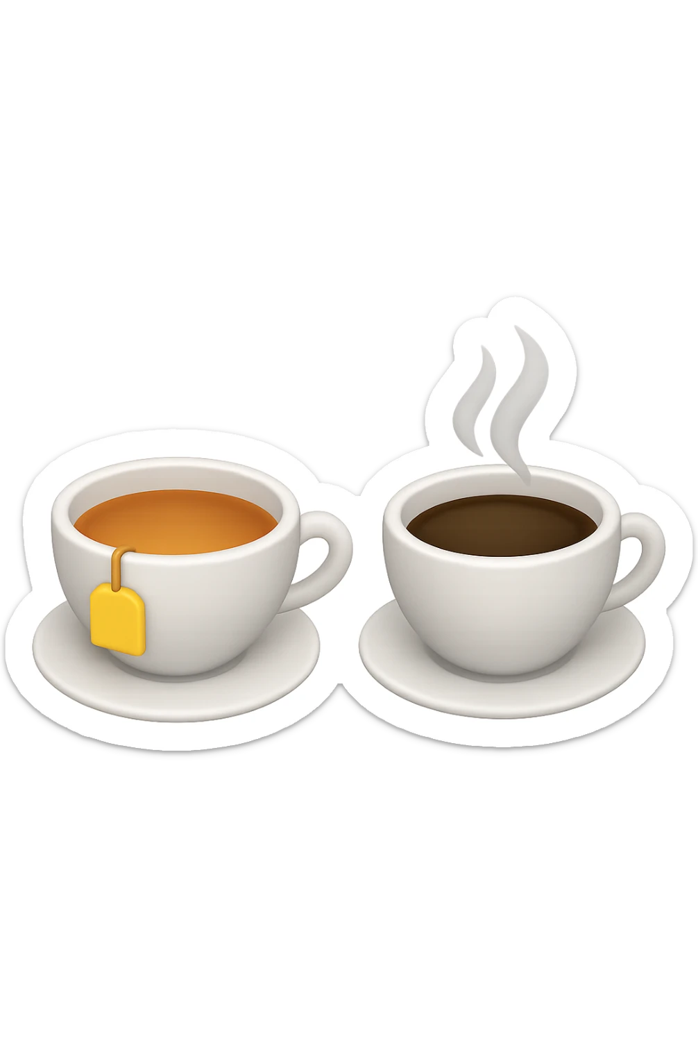 emoji 3d stile iphone che rappresenta una tazza di thè accanto ad una tazzina di caffè 3d sticker