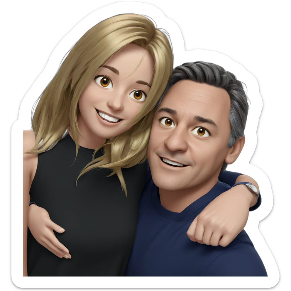 smiling girl and boy duo sticker