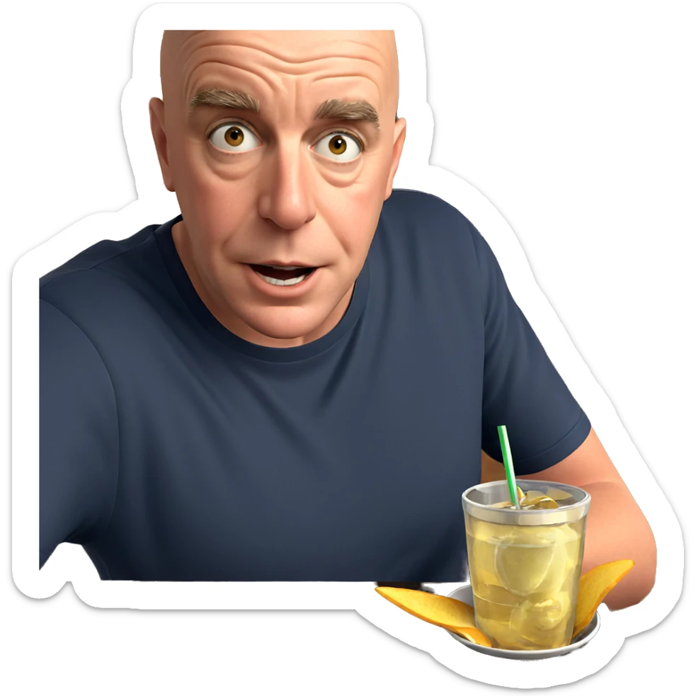 boy enjoying drink indoors sticker