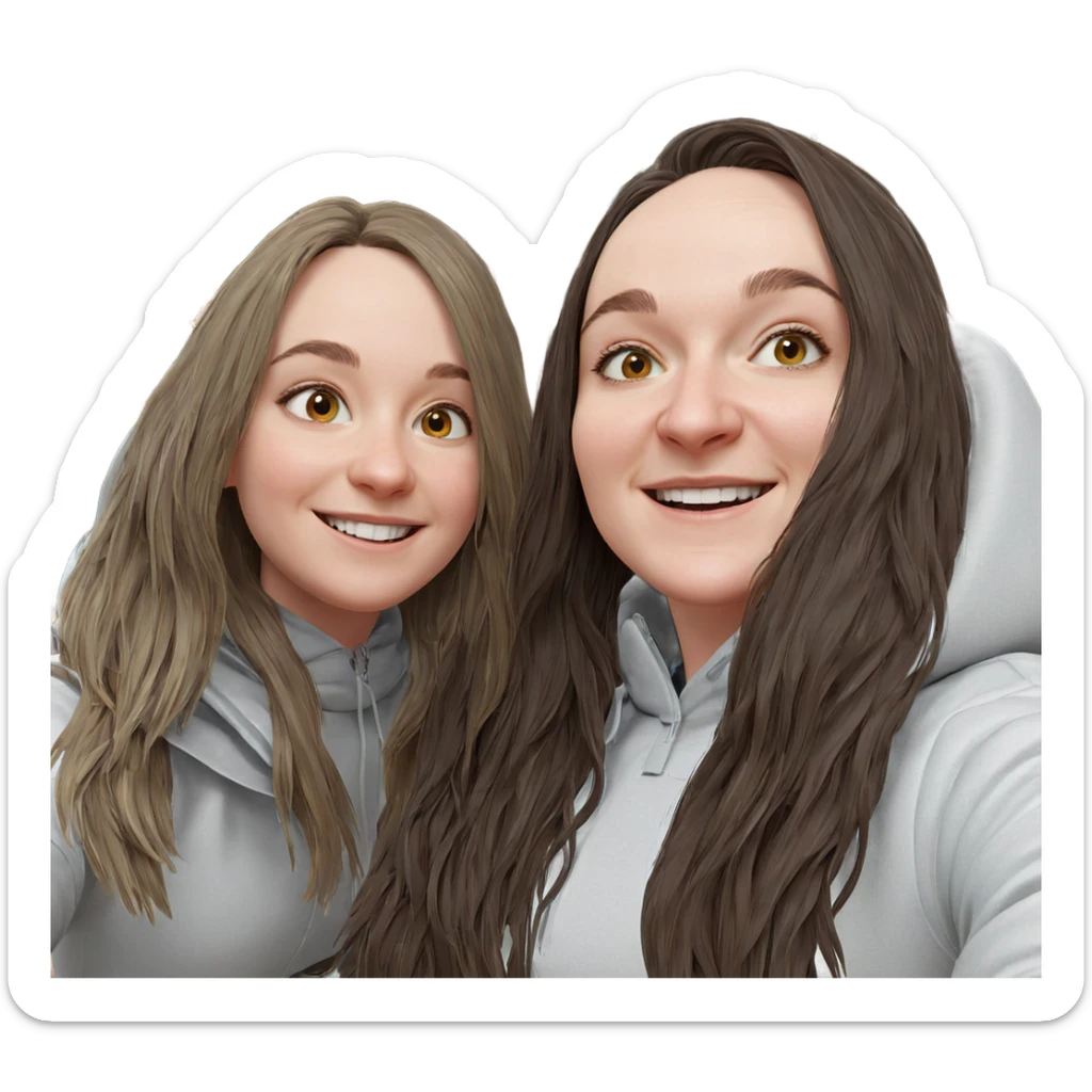 smiling girls under the tree sticker