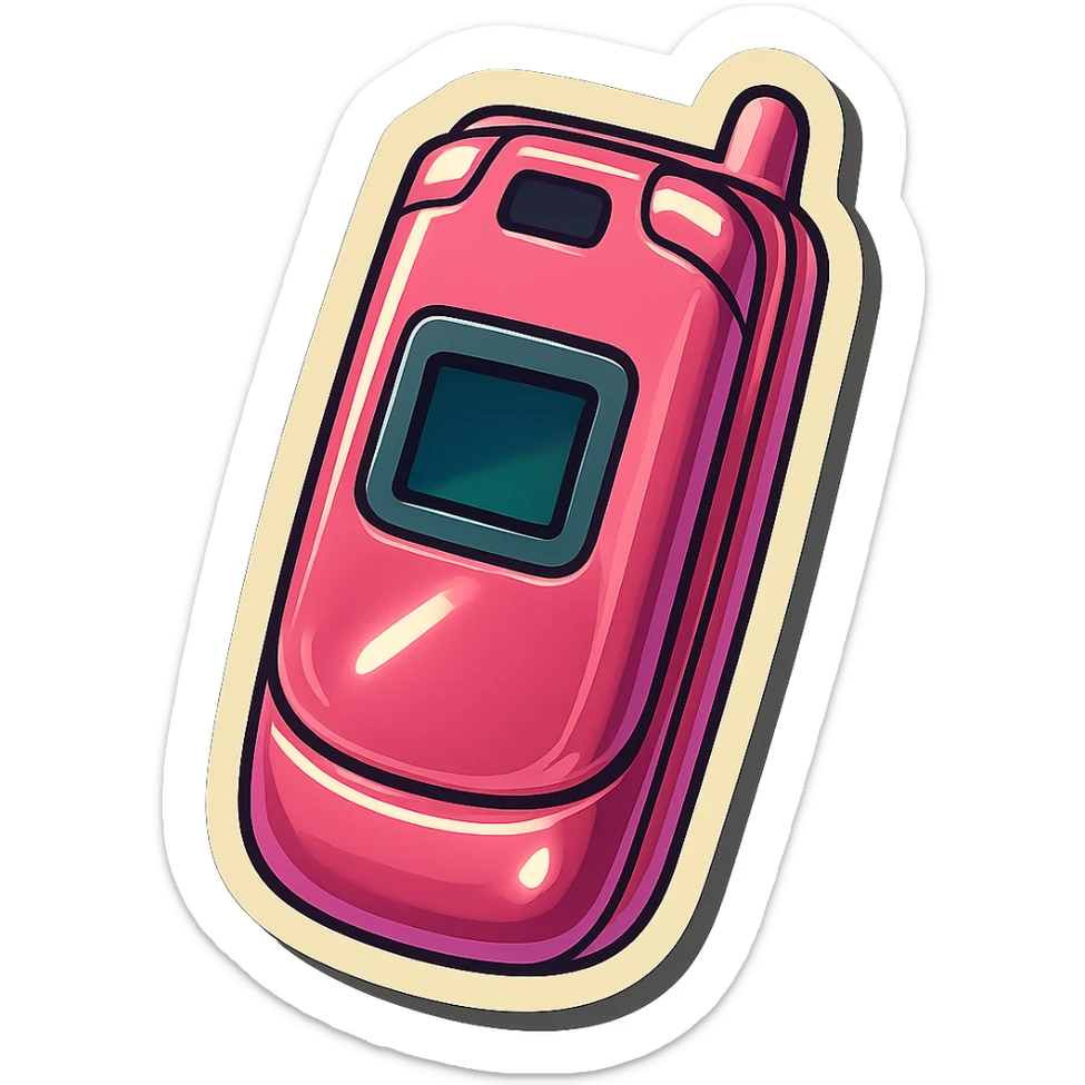 vintage pink razor flip phone, detailed, retro, iconic design, closed, soft lighting sticker