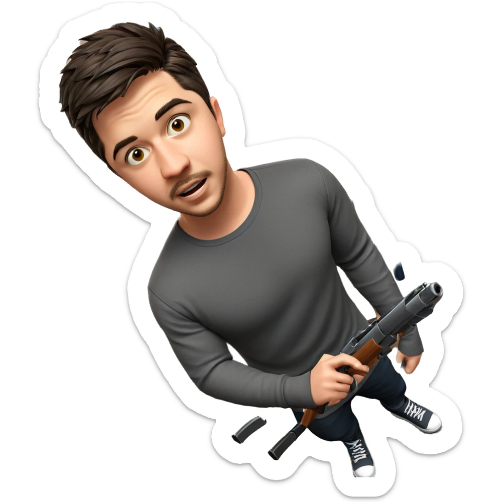 solo male with weapon indoors sticker