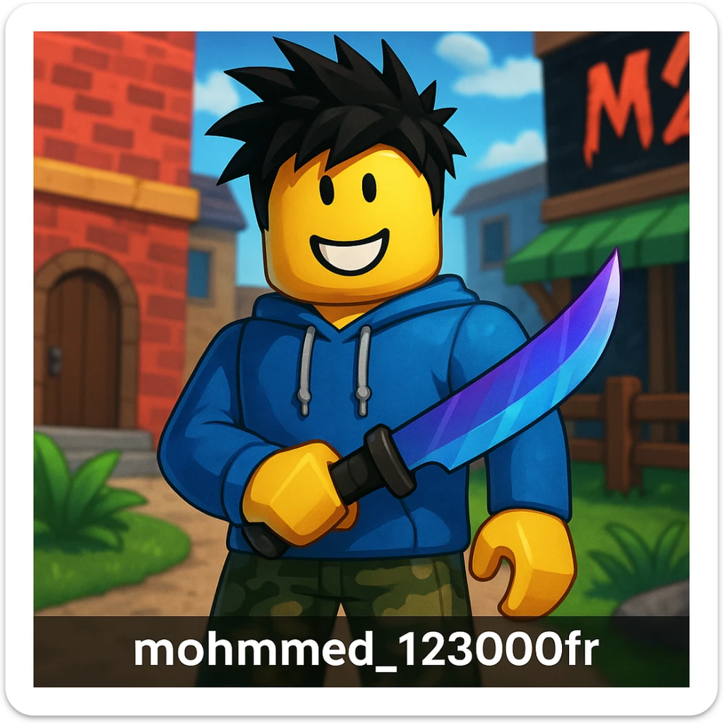 profile image of the Roblox user mohmmed_123000fr as seen in Murder Mystery 2 (MM2), capturing their avatar's appearance, vibrant and game-accurate style sticker