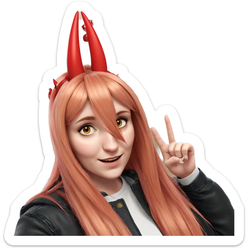 smiling girl with red horns sticker