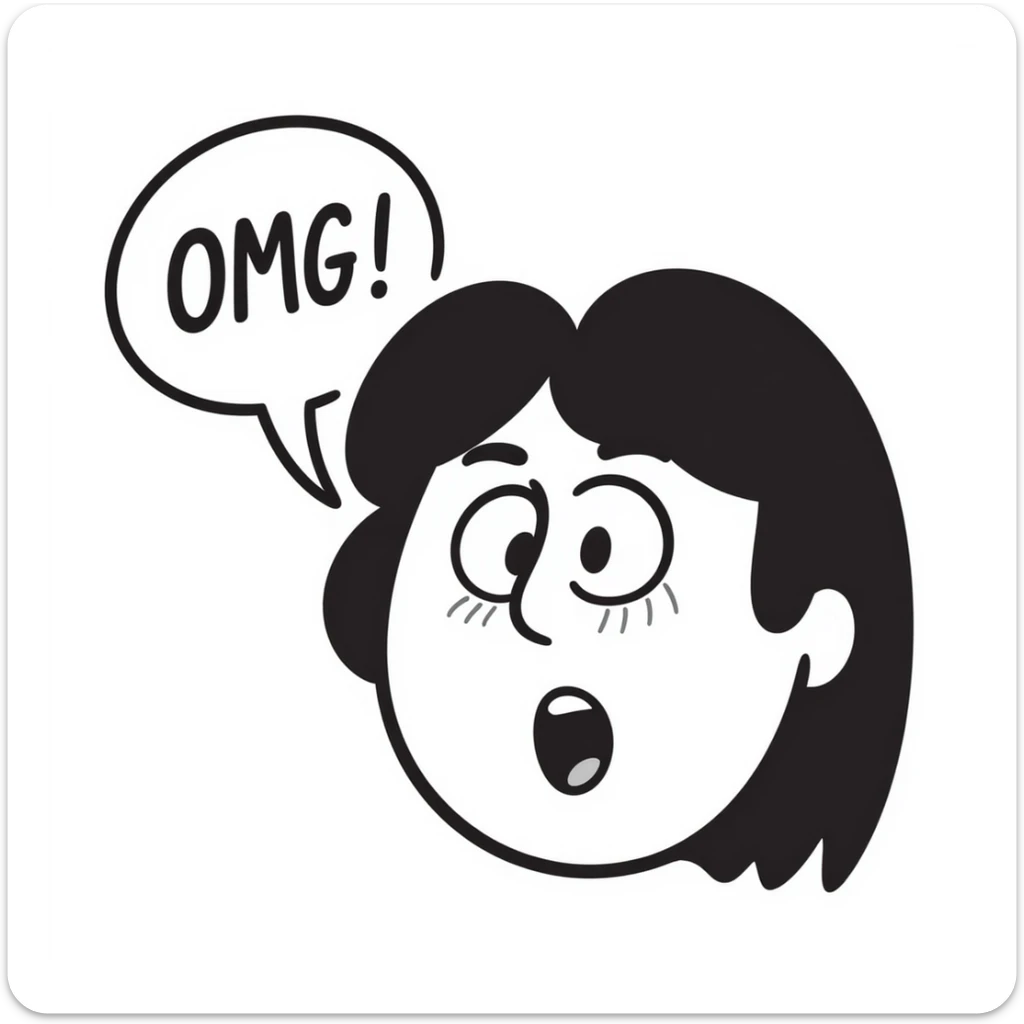 Shocked face with wide eyes saying "OMG!" sticker