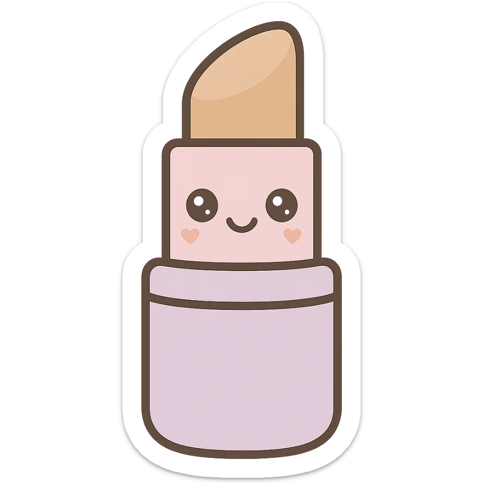 Edit the lipstick emoji to have nude color lipstick, keep the kawaii style, and remove the background. sticker
