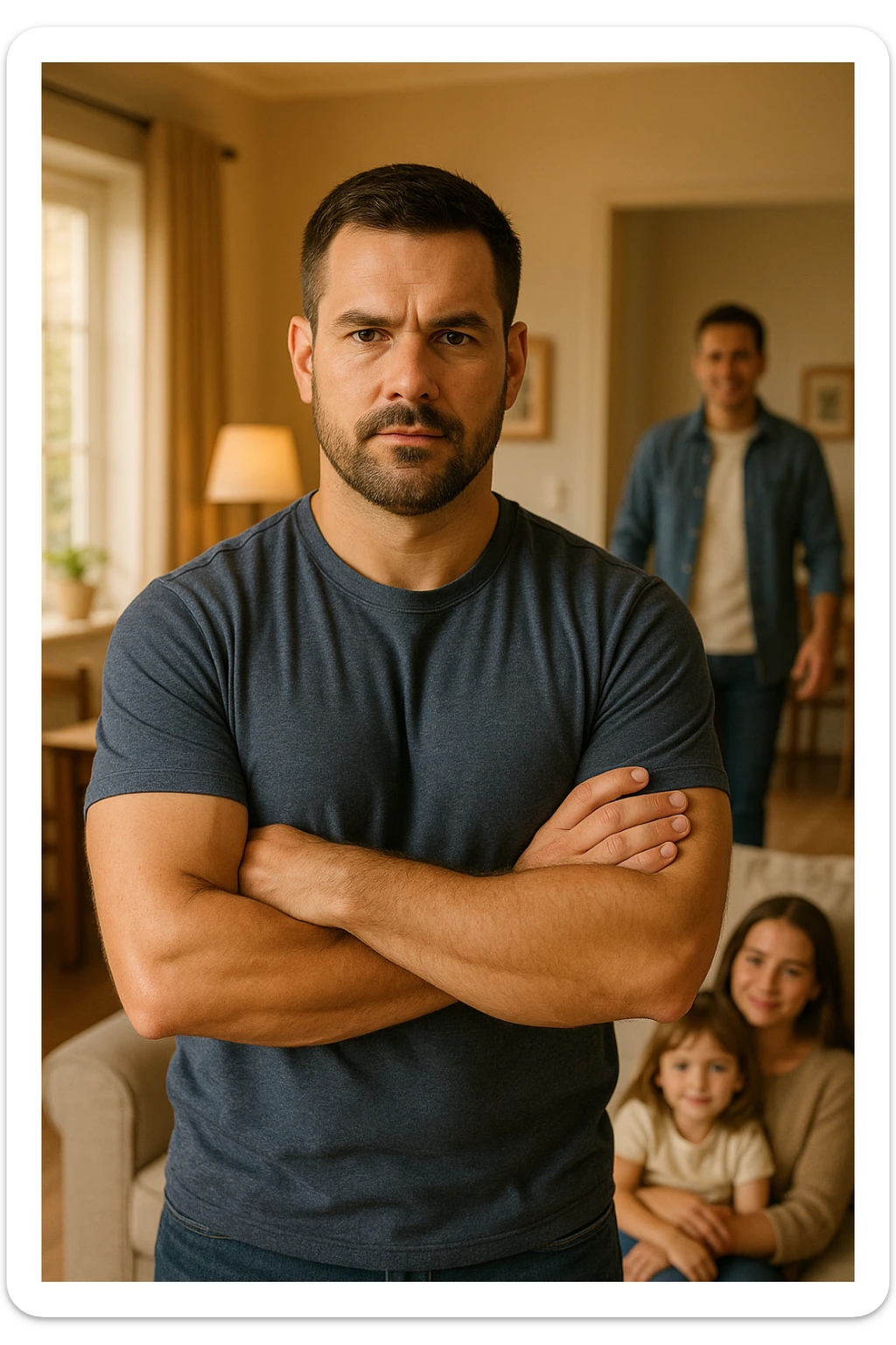 UOMO A BRACCIA CONSERTE CHE TRASMETTE PROTEZIONE PER LA SUA FAMIGLIA sticker