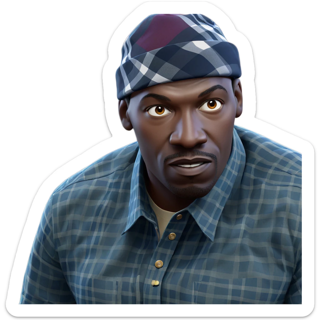 plaid shirt and hat style sticker