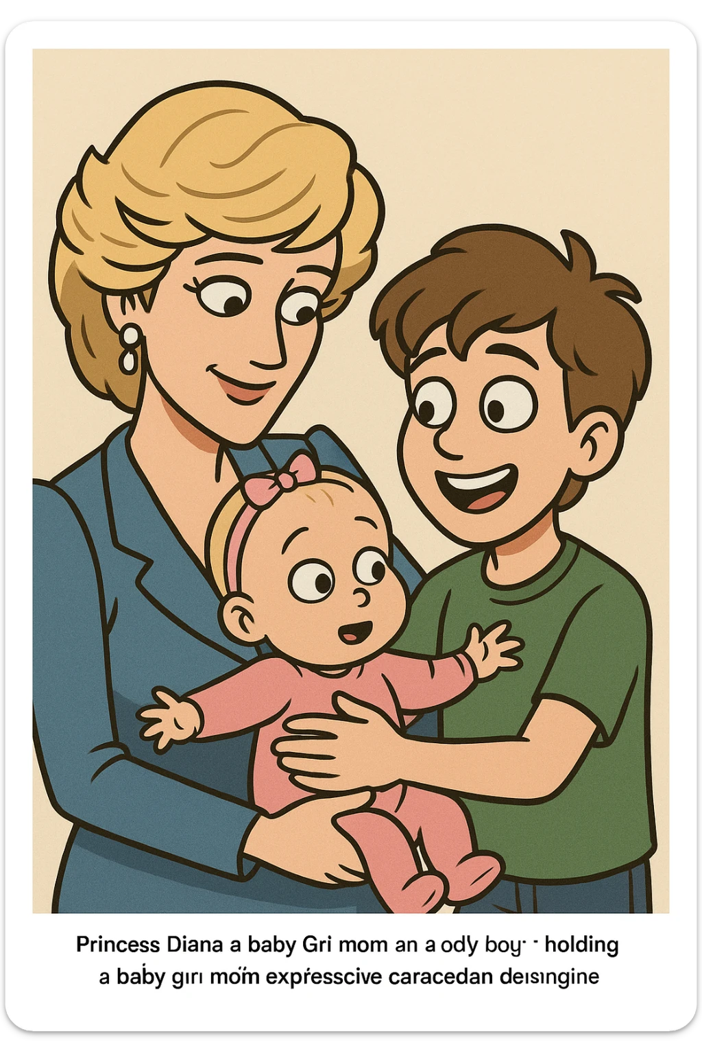 Princess Diana a baby Girl mom and a boy holding the baby sticker