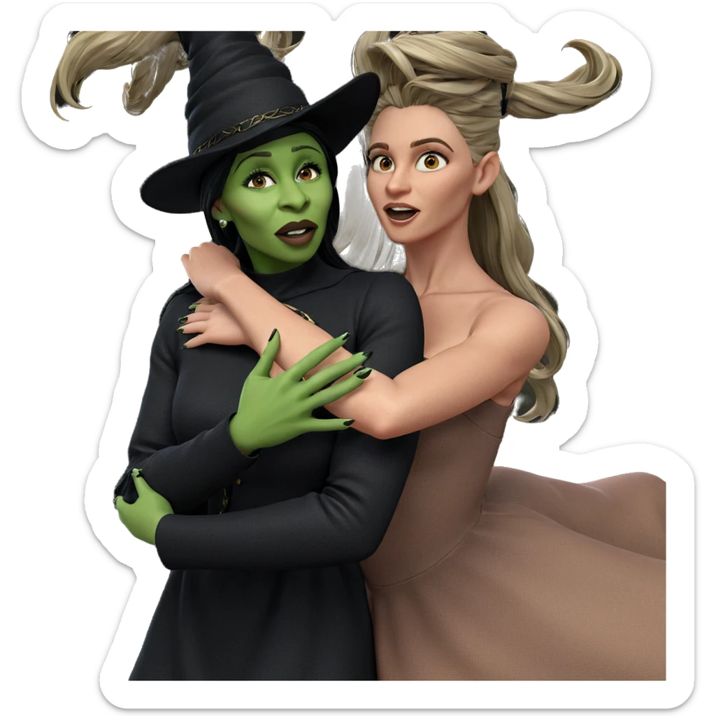 witchy girls with long hair sticker