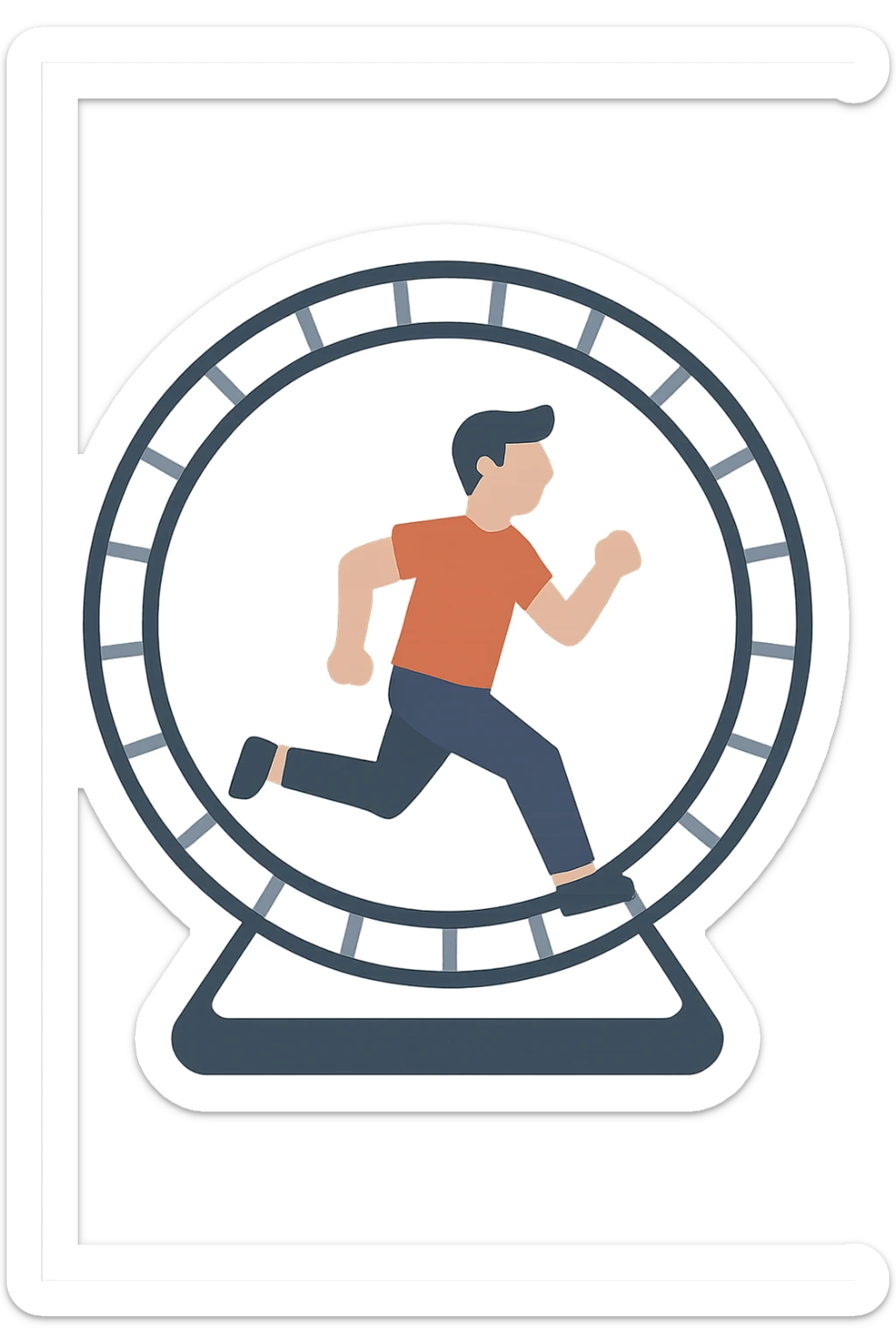 Uomo che corre dentro la ruota del criceto sticker