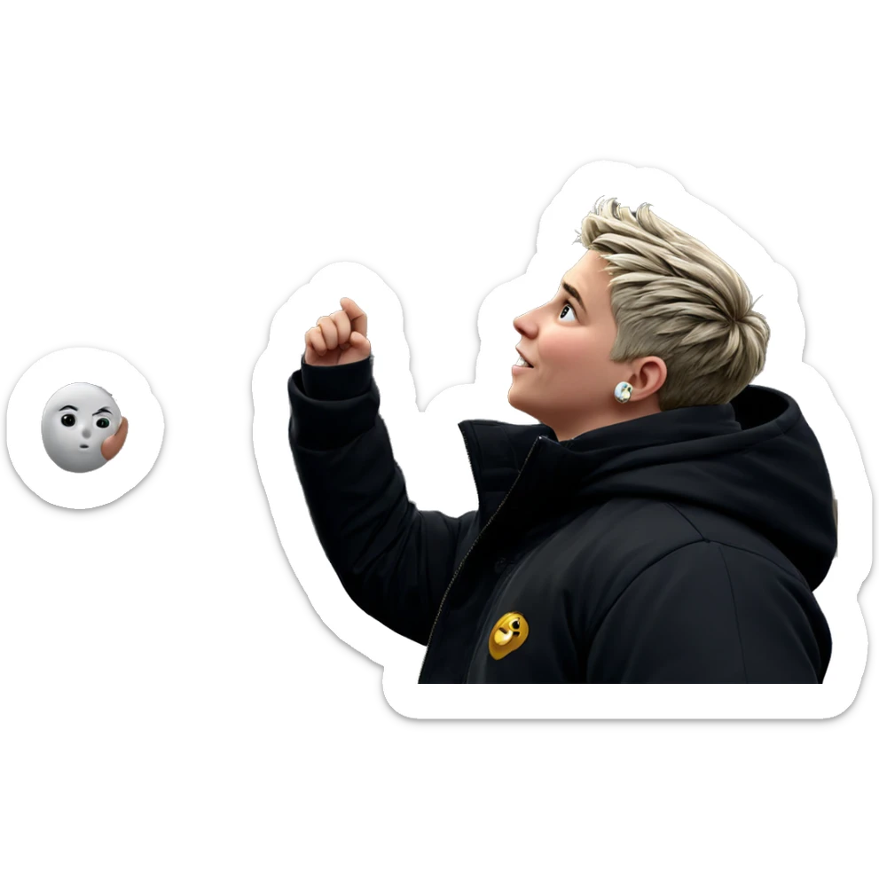 boy wearing earrings outdoors sticker