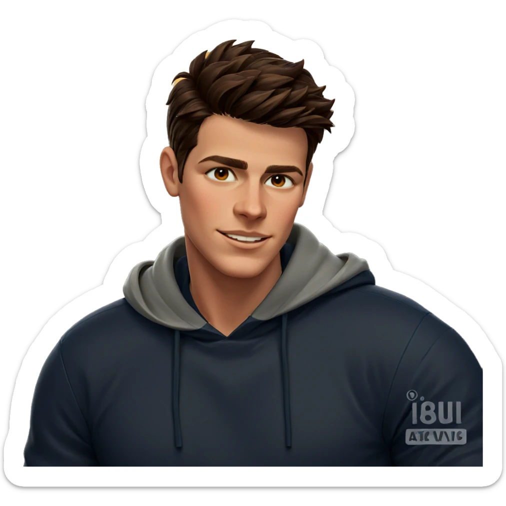 smiling boy with brown hair sticker