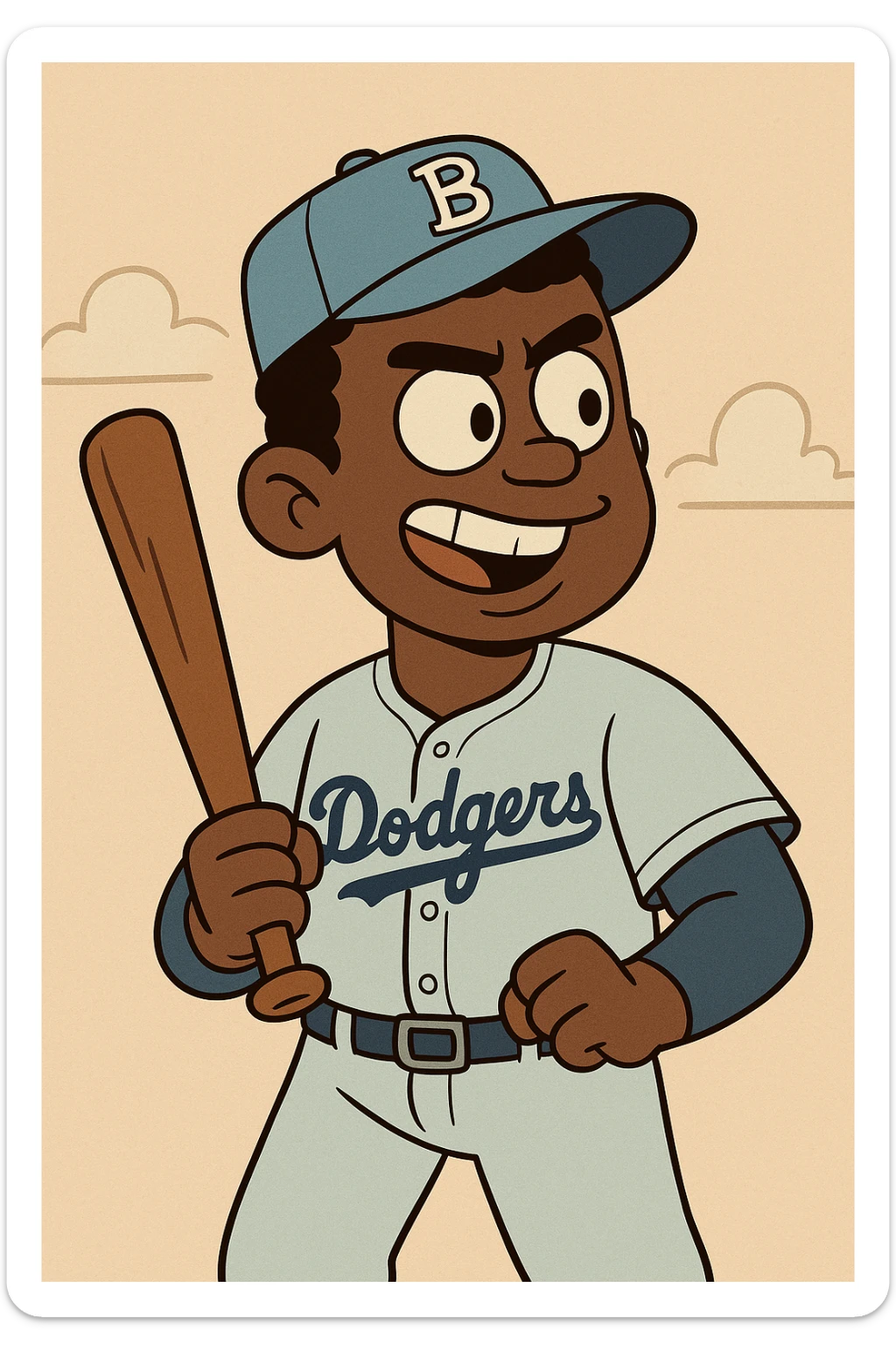 Light blue Little people pictures a boy Jackie Robinson Witam by 20 Label Sanches Vegas Mustined by Linzie Heater sticker