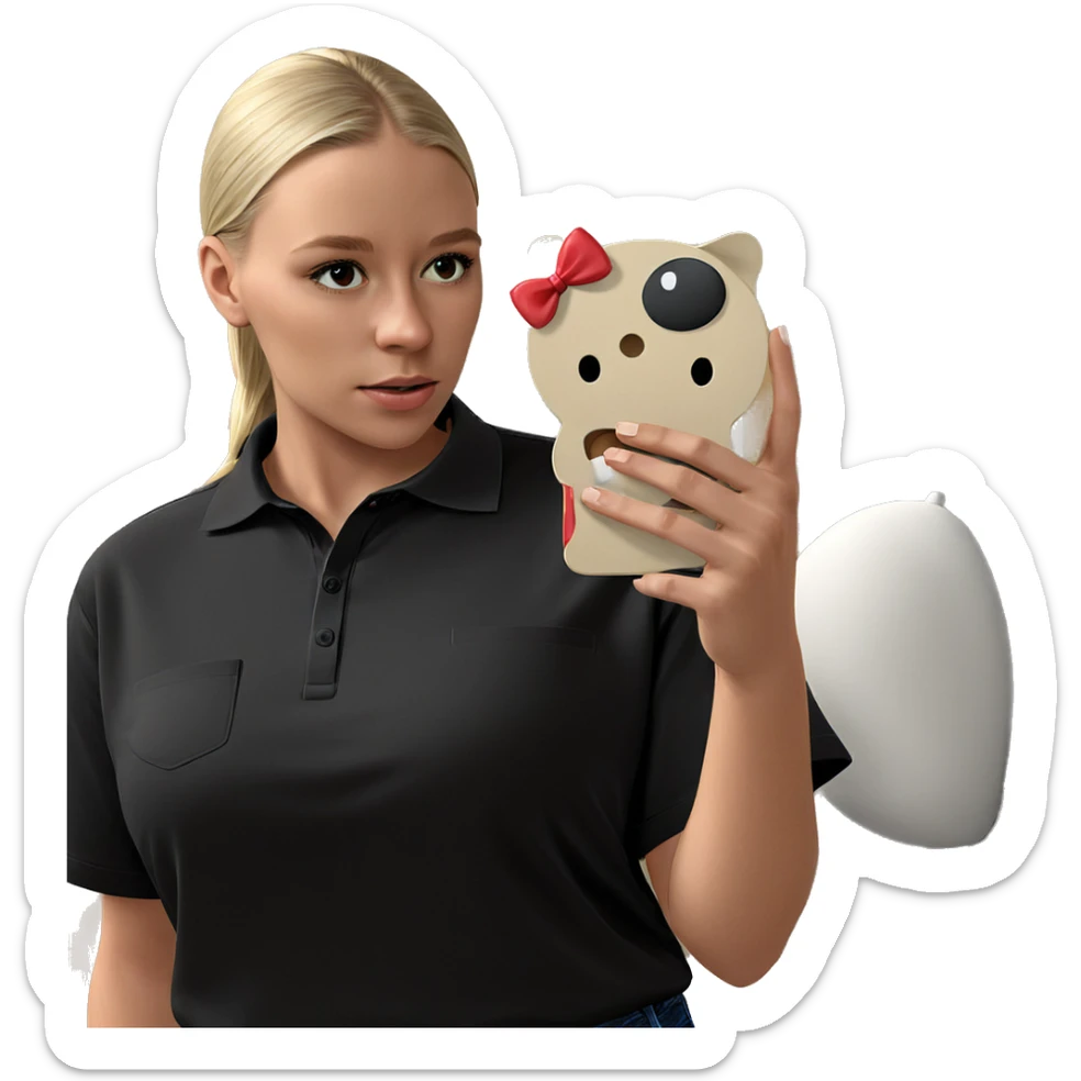 blonde girl in black shirt sticker