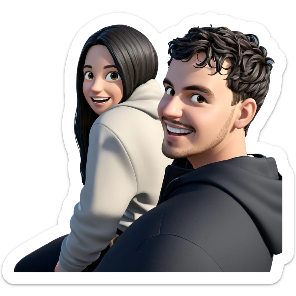 happy couple enjoying nature sticker