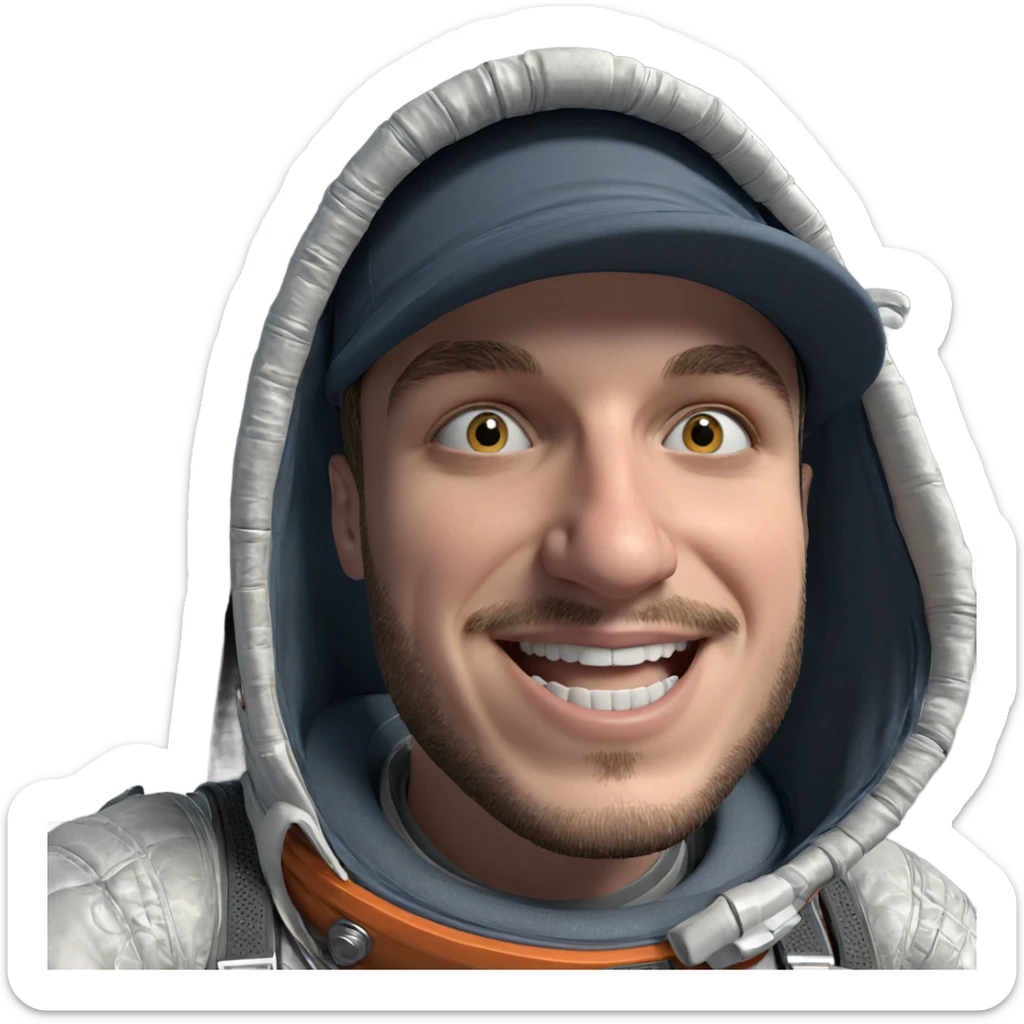 smiling astronaut in spacesuit sticker