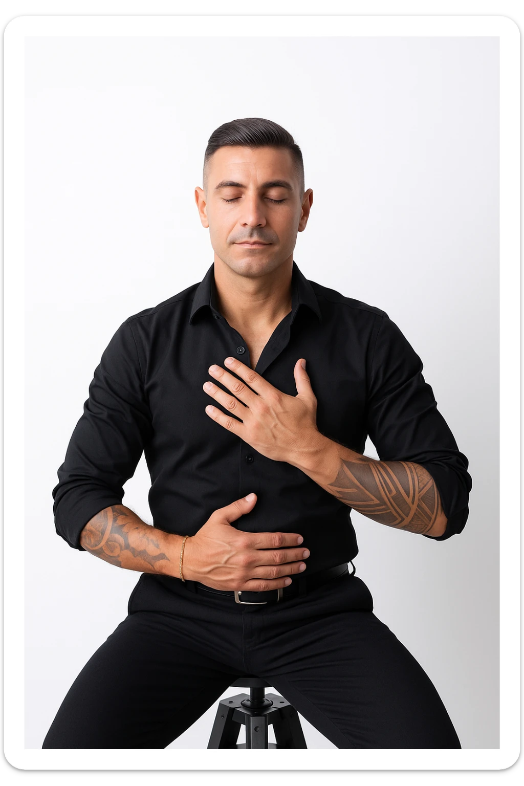 Uomo che applica la respirazione per calmare il suo sistema nervoso sticker